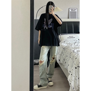 B221 美式ins高街暗黑系小众拉链直筒牛仔裤 LK23073-P65 控88图片