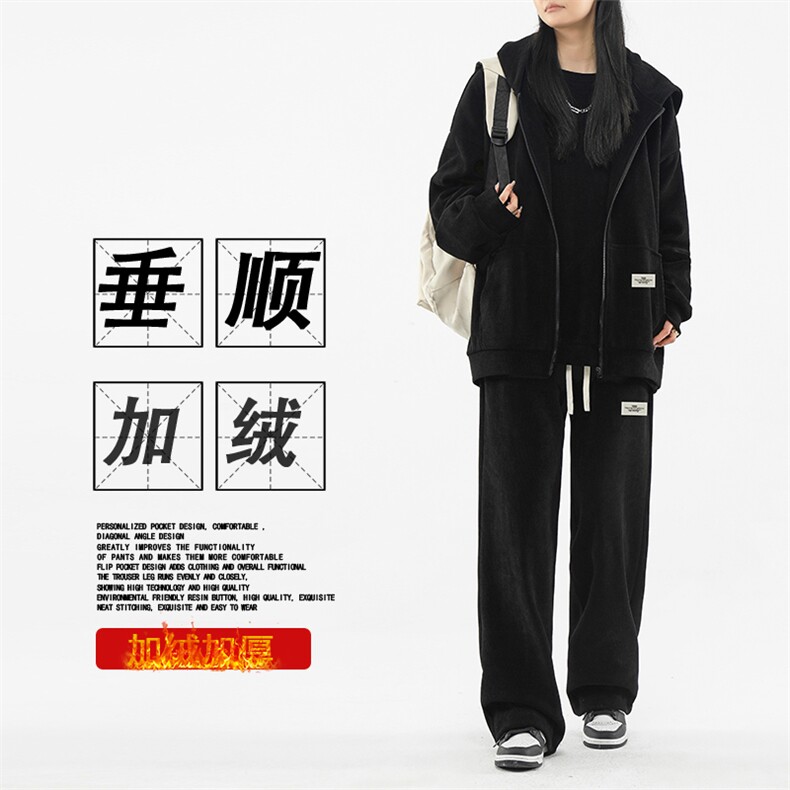 加绒加厚美式舒适休闲套装三件套SJT868-常规特批176加绒特批206图片