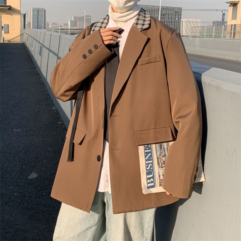 2023韩版潮流男宽松港风西装外套男春秋百搭休闲西服XZ035-P58,男装西服,星座308B-1