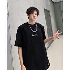 C412-P422024新款刺绣宽松t恤潮流痞帅休闲半袖短袖上衣现货，男装T恤，星座512-6