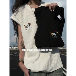 XZ809A/BSS03/特P24/控48 肌理感腊肠狗绣花背心T恤图片