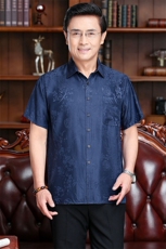新款男士休闲中老年花纹夏季宽松大码衬衫上衣男装，男装衬衫，钱塘6003B