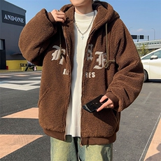 情侣装美式复古羊羔毛棉服外套男冬季潮流小众加厚棉衣W8030-P56，男装棉衣，星座512-4