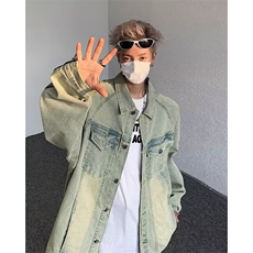 现货春秋新款翻领牛仔衣男复古简约韩版休闲夹克痞帅时尚百搭上衣，男装工装外套，星座218-1（原230）