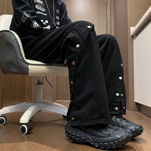 2024美式高街牛仔裤秋冬宽松直筒排扣街头休闲裤K1625-P58图片