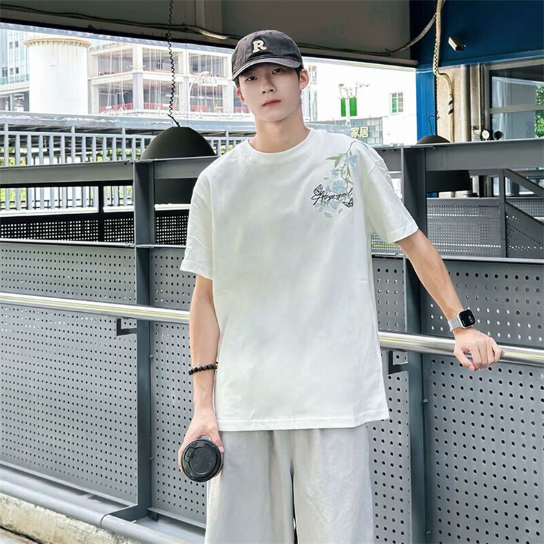 万针全刺绣解构设计260克重磅双纱纯棉高品质美式高街短袖T恤特35图片