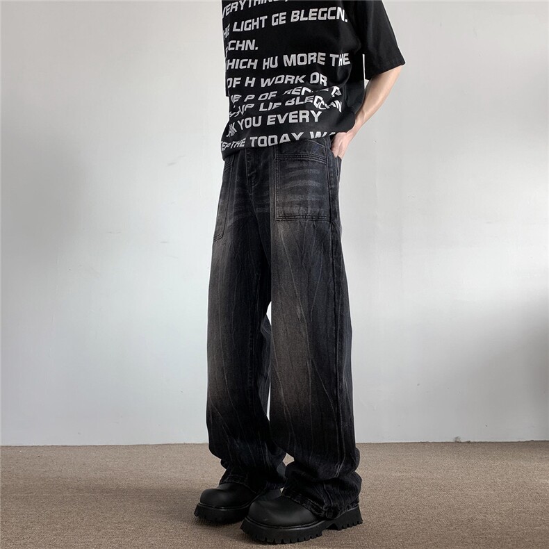 xz905-2-Z023##P65-（控98）扎花工艺高街美式水洗牛仔裤,男装牛仔裤,星座905-2