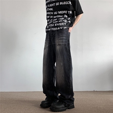 xz905-2-Z023##P65-（控98）扎花工艺高街美式水洗牛仔裤，男装牛仔裤，星座905-2