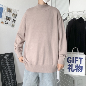 半高领毛衣男高质量秋冬柔软纯色圆领针织衫M06P50图片