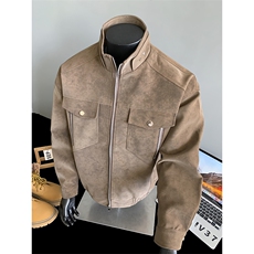 秋季立领男士外套机车皮衣工装夹克外套茄克上衣A266-PY012-P75，男装皮衣，电商A266