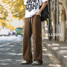 男士纯棉休闲裤夏季薄款宽松工装长裤复古拖地K676特批4588，男装休闲裤，星座718-1