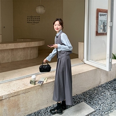 2026新款长袖衬衫+马甲+半身裙三件套套装，女装套装/套裙，纯色衣恋