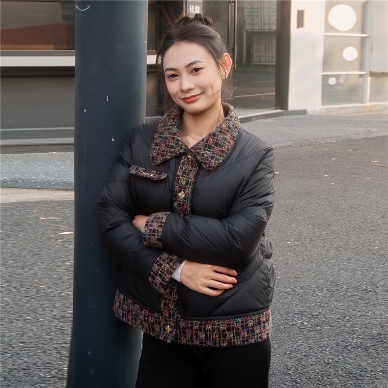 2025冬装常规保暖外套民族风羽绒短款小香风,女装羽绒服,沫晗依美