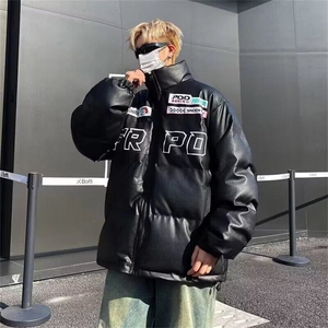 机车pu皮面棉服外套男女款美式复古保暖面包服棉袄冬季K2602/P80图片