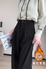 2025新款羊毛西装裤女秋冬高腰雪尼尔垂感加厚直筒阔腿裤糯米裤，女装休闲裤，云美莎专业女裤-全店现货