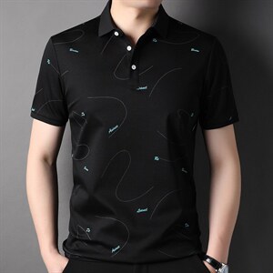 男士轻奢短袖T恤时尚潮流翻领半袖商务纯色上衣服体恤男装图片
