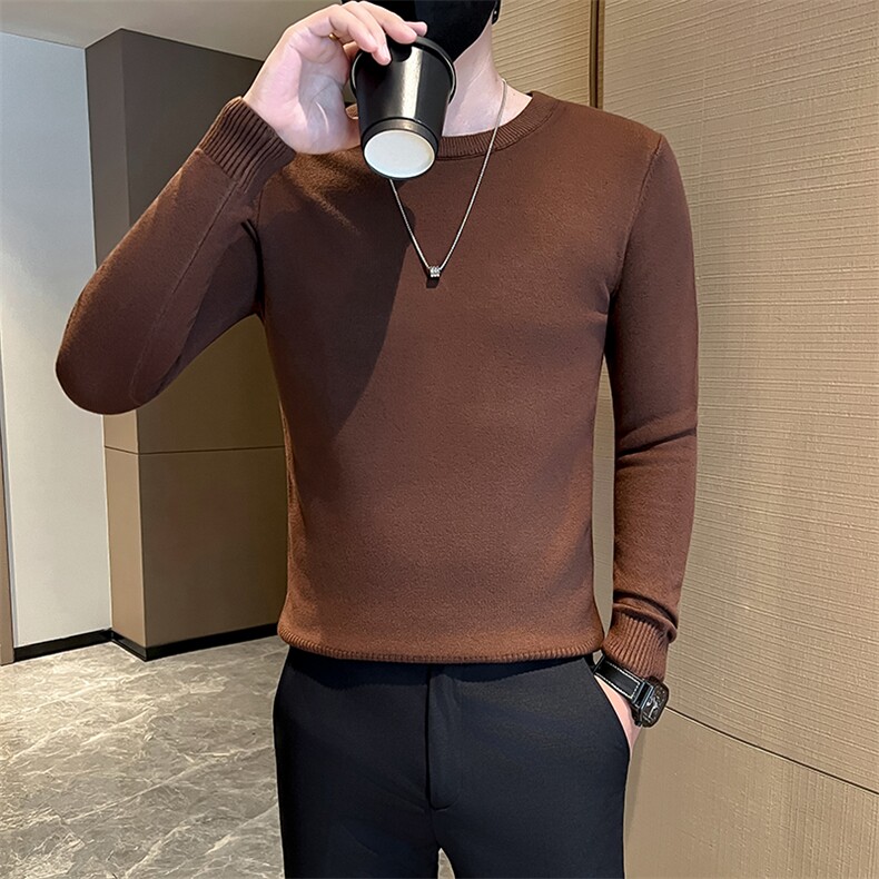 店主风小伙秋冬男纯色圆领套头针织长袖毛衣男士301A-1/M63/P38，男装针织衫/毛衣，星座301A-1