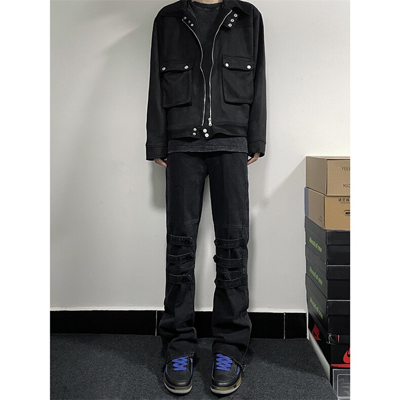 B221美式ins高街暗黑小众个性微喇牛仔裤LK23018-P65控88,男装牛仔裤,电商B221
