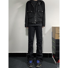 B221美式ins高街暗黑小众个性微喇牛仔裤LK23018-P65控88，男装牛仔裤，电商B221