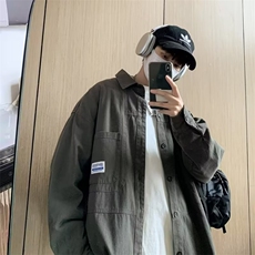 工装衬衫男款长袖春秋季宽松衬衣港风百搭休闲外套潮CS011P40，男装衬衫，星座410-2