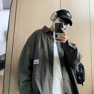 工装衬衫男款长袖春秋季宽松衬衣港风百搭休闲外套潮CS011 P40图片
