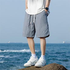 GENIOLAMODE冰丝速干美式运动宽松沙滩短裤男士夏季薄款休闲潮牌，男装牛仔裤，星座209