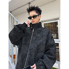 春季抖音得物品质扎染PU皮衣立领雾面皮夹克外套男6153-TP43，男装夹克，星座207