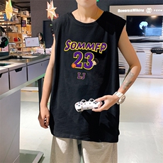 ！港风2023夏季无袖背心男加肥加大码宽松短袖T恤男BX283-P20，男装背心/马甲，电商B371