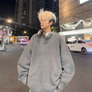 冬季男女韩版打底针织衫保暖宽松内搭加厚圆领水貂绒毛衣V22-P49图片