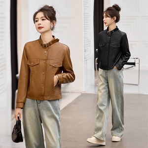 海宁真皮皮衣女外套2025年新款春秋小个子短款女士休闲绵羊皮夹克图片