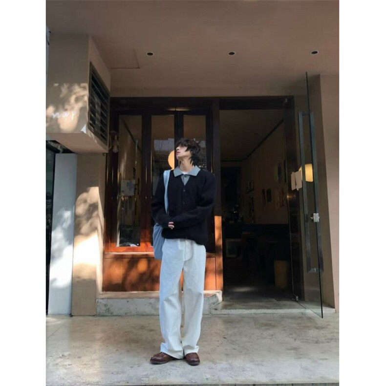 现货冬季优雅假两件V领撞色拼接针织开衫毛衣外套~MY2571批68,男装针织衫/毛衣,星座1411A-6