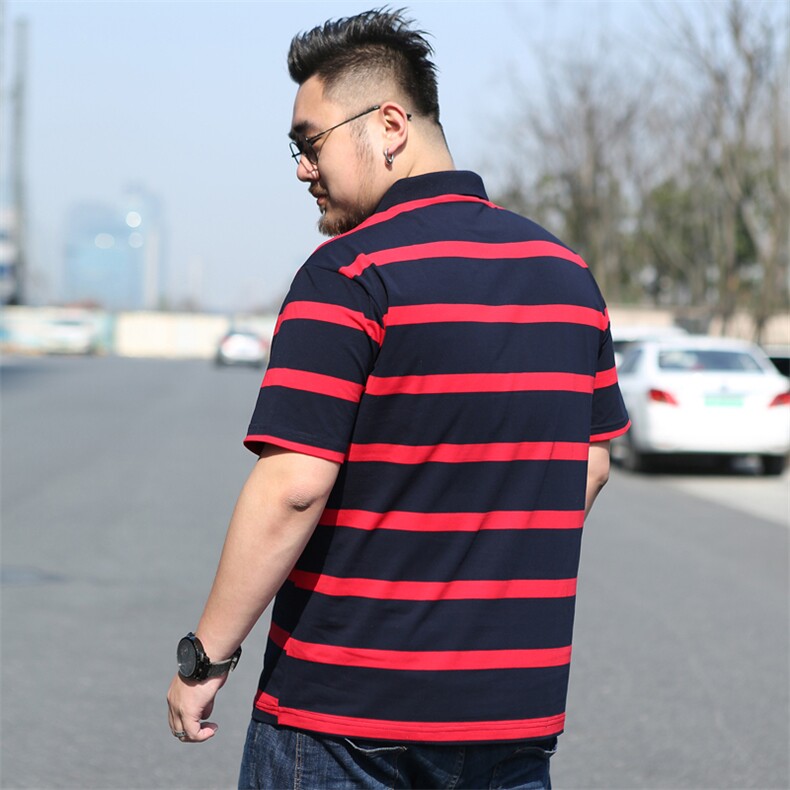 夏季男士短袖t恤翻领polo衫条纹宽松加肥大码半袖体恤丅5920款,男装T恤,星座802