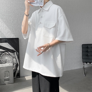 高品质盘扣短袖POLO衫男夏季宽松纯色上衣t恤 10031-特P40 控68图片
