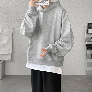 灰色cleanfit男生短款卫衣美式重磅连帽大帽衫廓形外套潮WY004P48图片