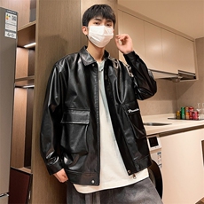 秋季刺绣皮衣男宽松潮男士夹克外套休闲机车A266-PY007-特P40，男装皮衣，电商A266