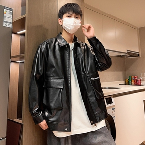 秋季刺绣皮衣男宽松潮男士夹克外套休闲机车A266-PY007-特P40图片