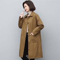 时尚百搭中长款棉衣外套女冬季新款宽松显瘦保暖棉服，女装棉衣/棉服，江忆布依