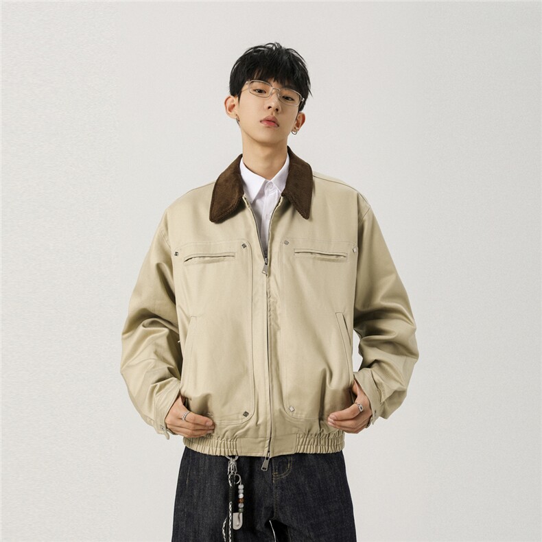 cleanfit老钱风灯芯绒翻领拼接夹克JK925-批85控138,男装夹克,电商A072