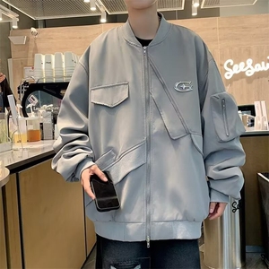 美式潮小众设计感飞行服外套秋新款宽松情侣夹克棒球服HH2569 P66图片