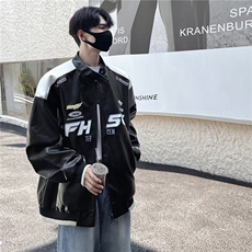 高品质拼接机车宽松皮衣外套男防水夹克棒球服JK204主推差价大，男装夹克，电商A426-1(原A430-1)