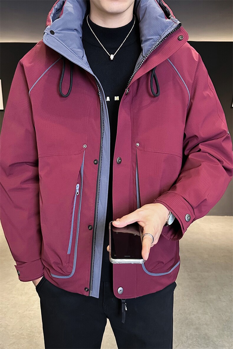 新标90白鸭绒2025年连帽时尚潮流保暖羽绒服男YR6070-P235,男装羽绒服,电商D240-242