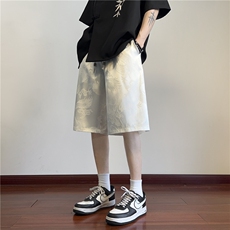 2025夏季新款风缎面刺绣宽松休闲短裤B315-K24066-特p30控58，男装休闲裤，电商B315