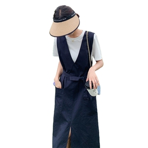 法式气质v领背心连衣裙套装女2025夏季新款宽松显瘦T恤上衣两件套图片