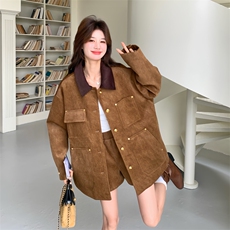 上新！2c113-1819-p195-k318外套+短裤套装，女装套装/套裙，2C113