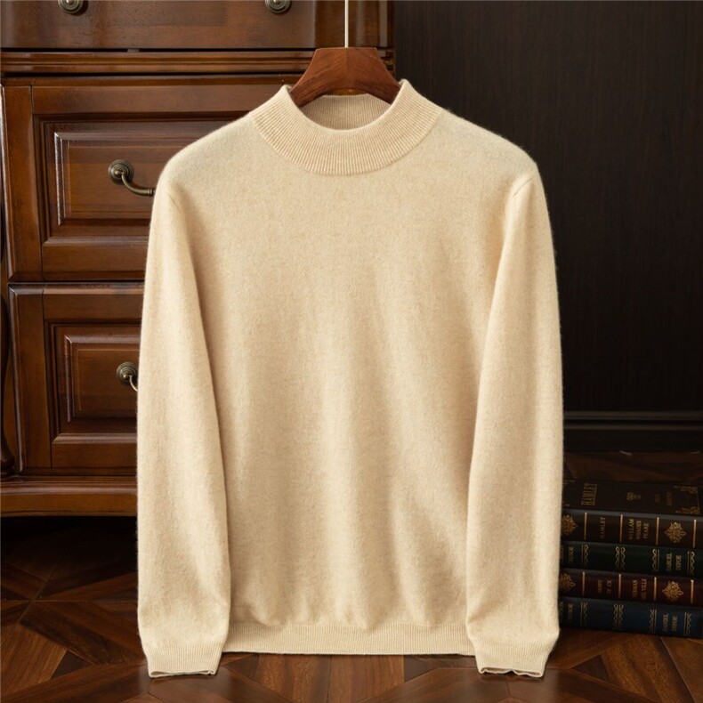 高端山羊绒衫男士圆领毛衣24秋冬新款纯色长袖毛衣宽松羊毛针织衫，男装羊绒开衫，德尔信羊绒