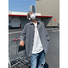 韩版时尚休闲红色格子小众设计感衬衫上衣衬衣C2247-特价P35，男装衬衫，电商A007