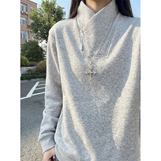 春季立领斜半拉链卫衣美式长袖打底衫男女C64170-TP30不，男装T恤，电商A102