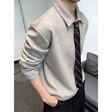 HY12-P47老钱风领带妮子翻领卫衣男款秋冬正肩内搭上衣，男装卫衣，电商B323A