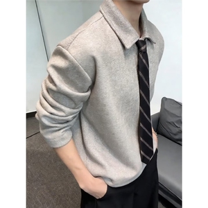 HY12-P47 老钱风领带妮子翻领卫衣男款秋冬正肩内搭上衣图片