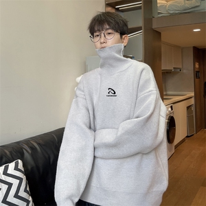 高质量！秋冬季高领毛衣男士加绒加厚翻领针织衫男毛衣FL480-P45图片